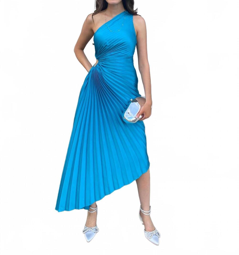 NEW DRESS FORUM olympia one-shoulder maxi dress in atlantic jewel